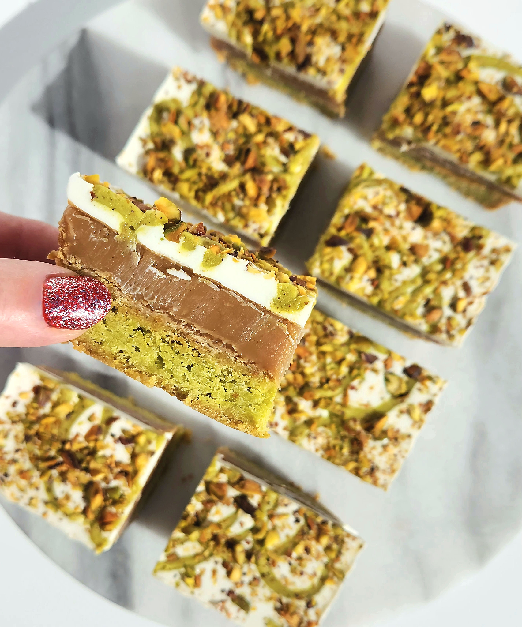Pistachio Millionaire's Shortbread